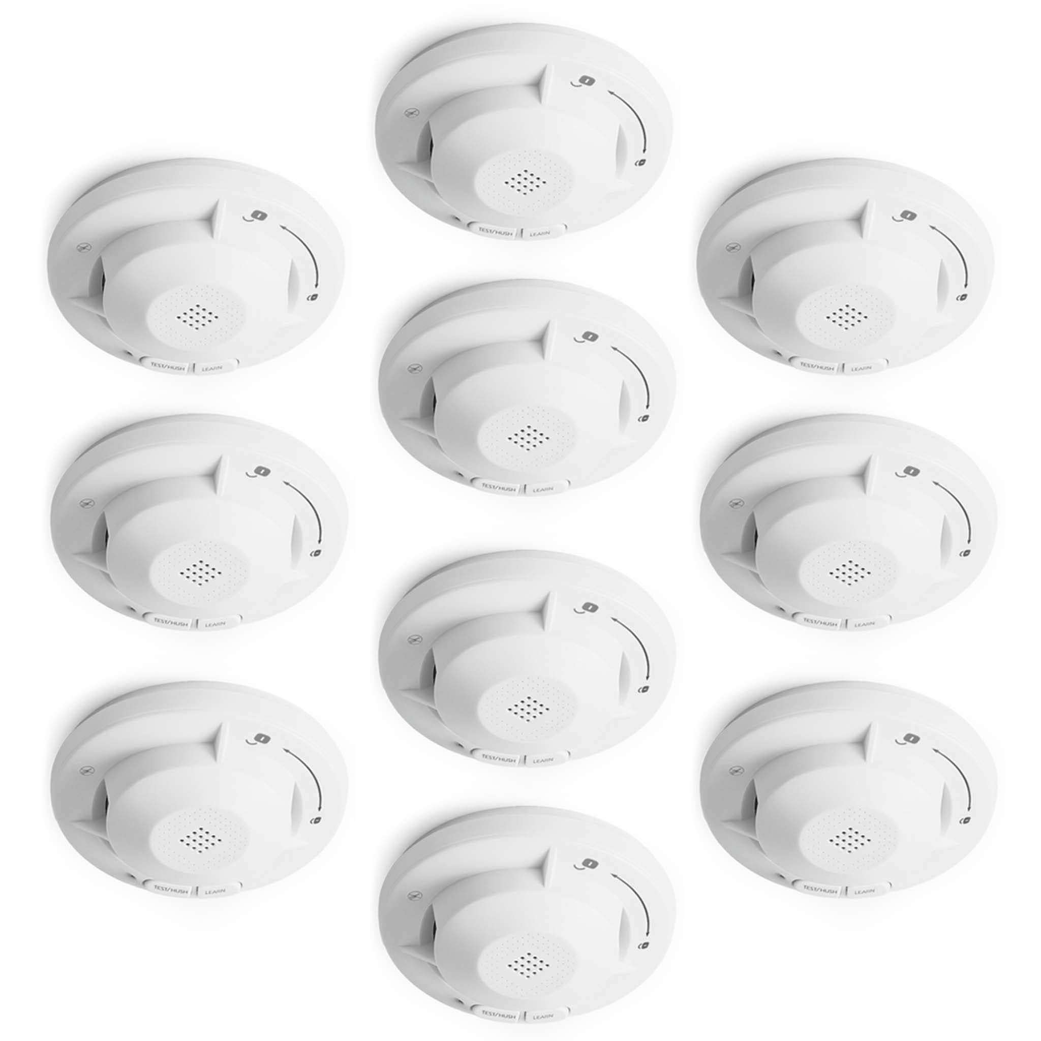 10x Rilevatore di fumo collegabili via radio Batteria da 10 anni e radio frequenza Allarme antincendio fotoelettrico da 810 dB per un'efficace protezione in appartamenti e case