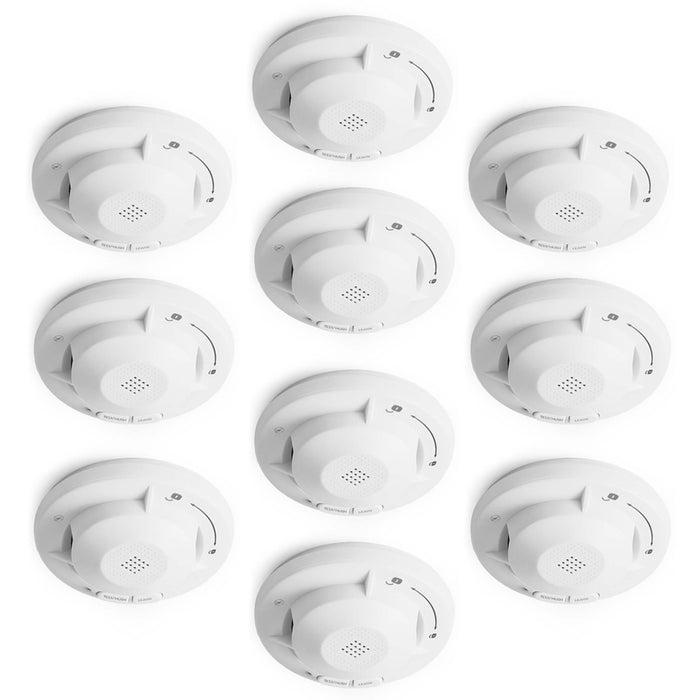 10x Rilevatore di fumo collegabili via radio Batteria da 10 anni e radio frequenza Allarme antincendio fotoelettrico da 810 dB per un'efficace protezione in appartamenti e case