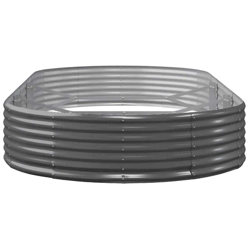 Set di 2 fioriere ovali rialzate per giardino o patio 296 x 140 x 36 cm acciaio zincato antracite 02_0046585