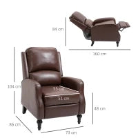 Poltrona Relax Reclinabile 90° e 150° Manuale per TV, Soggiorno, Camera, Design Moderno in Pelle 73x86x104cm