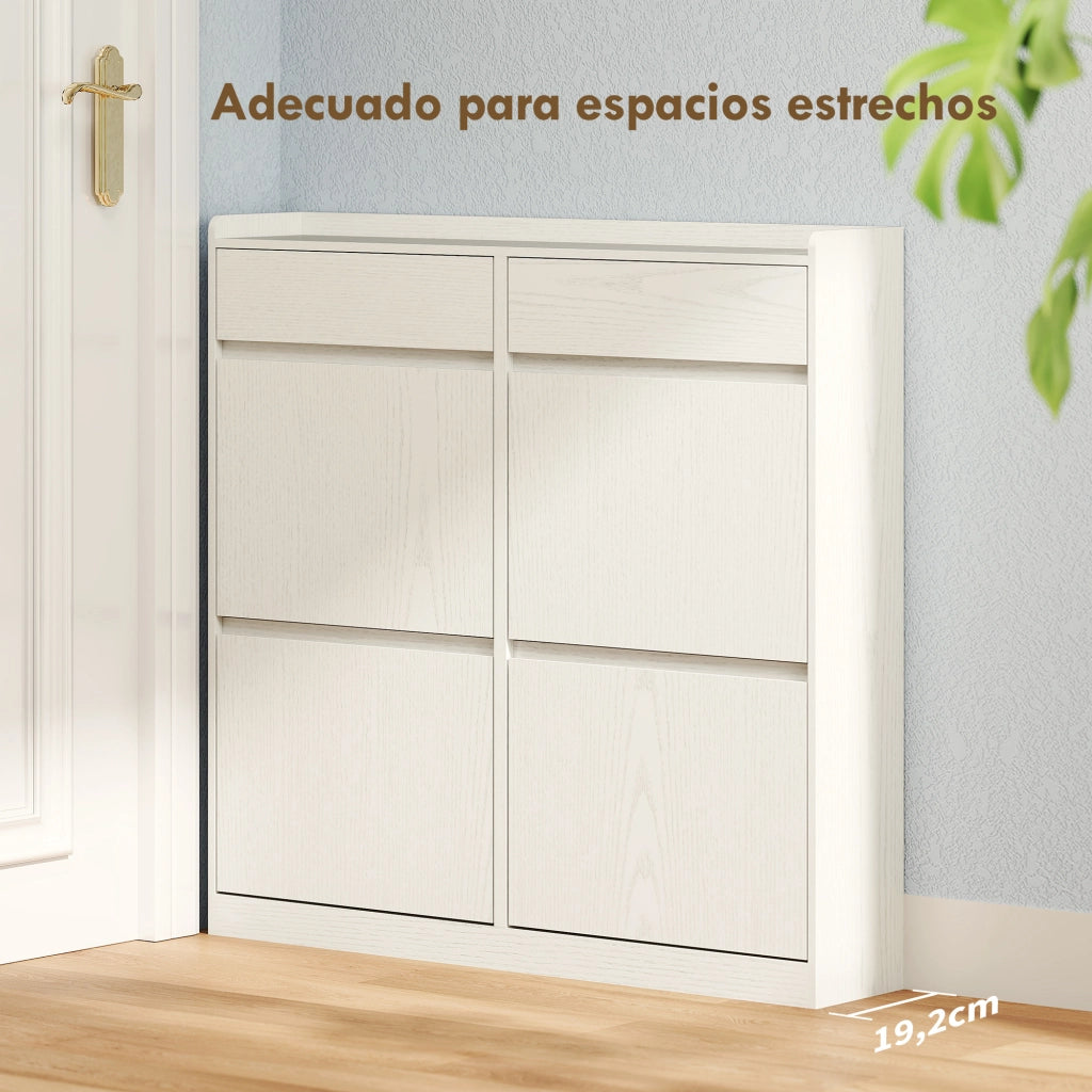 Scarpiera con Cassetti e Ripiani ¨C zephmum ¨C Bianco 98x19.2x95.3 cm