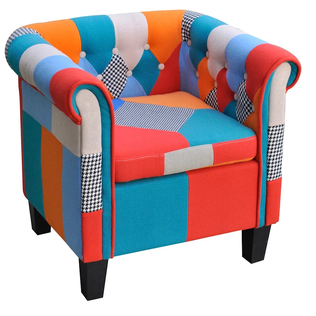 Poltrona con Design Patchwork in Tessuto
