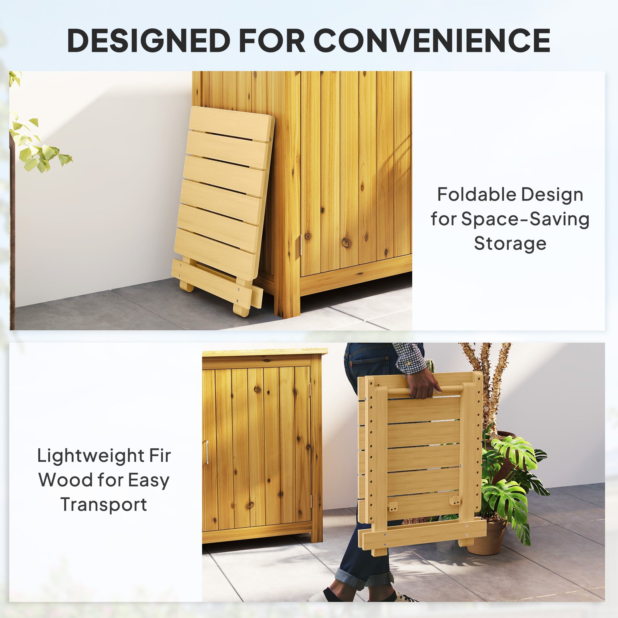 Tavolino da Esterno Pieghevole 40x43x40 cm con Piano a Doghe in Legno Naturale