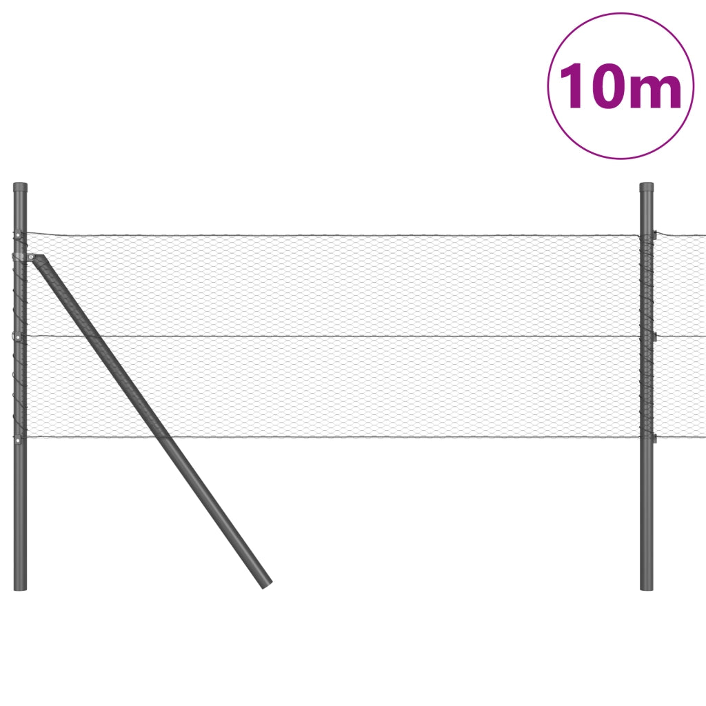 Recinzione Esagonale  Grigio 0.8x10 m Acciaio