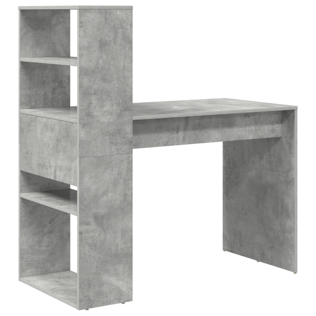 Scrivania con stoccaggio grigio cemento 113x54x120 cm legno ingegnerizzato