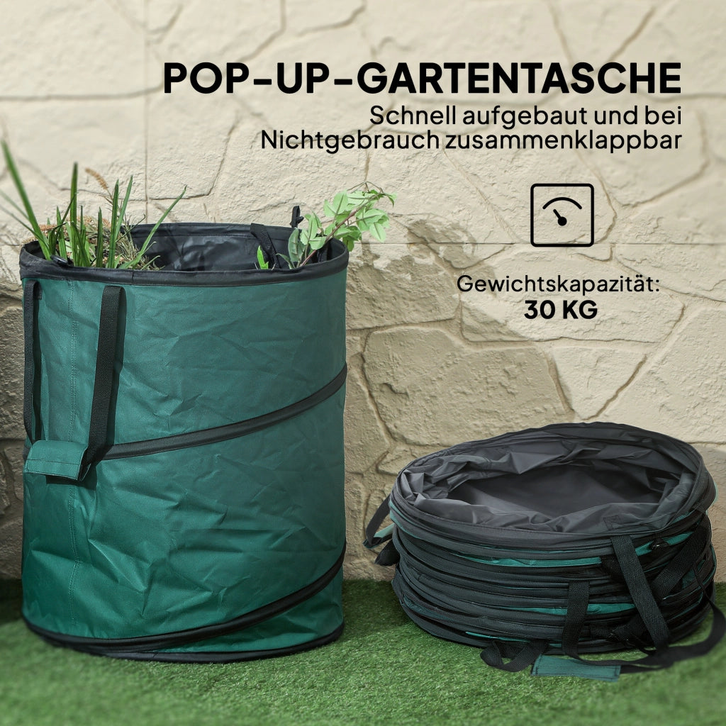 Sacco per Giardino 2x160L Impermeabile ¨C zephmum ¨C Verde con Maniglie