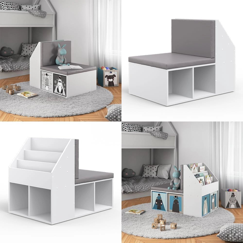 Libreria bambini Onix, Bianco, 97.1 x 78.4 cm, adatto per la conservazione e l'organizzazione dei giocattoli