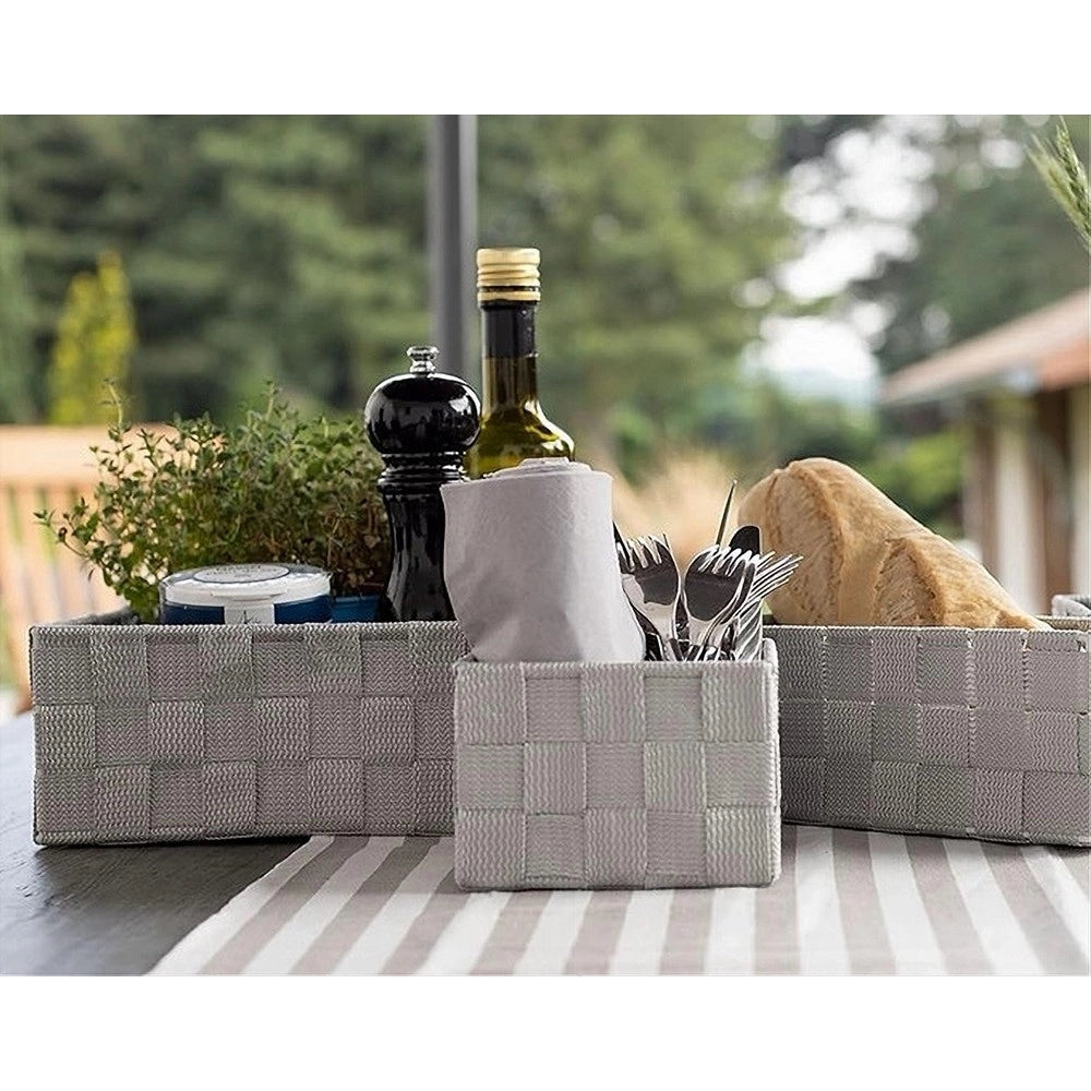 Trade Shop - 6 Pz Scatola In Tessuto Contenitori Organizer Bagno Armadio Grigio Chiaro 79072 -