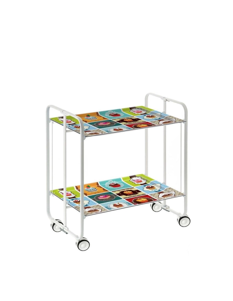 Carrello da cucina pieghevole bianco con ruote BAUHAUS 2 ripiani