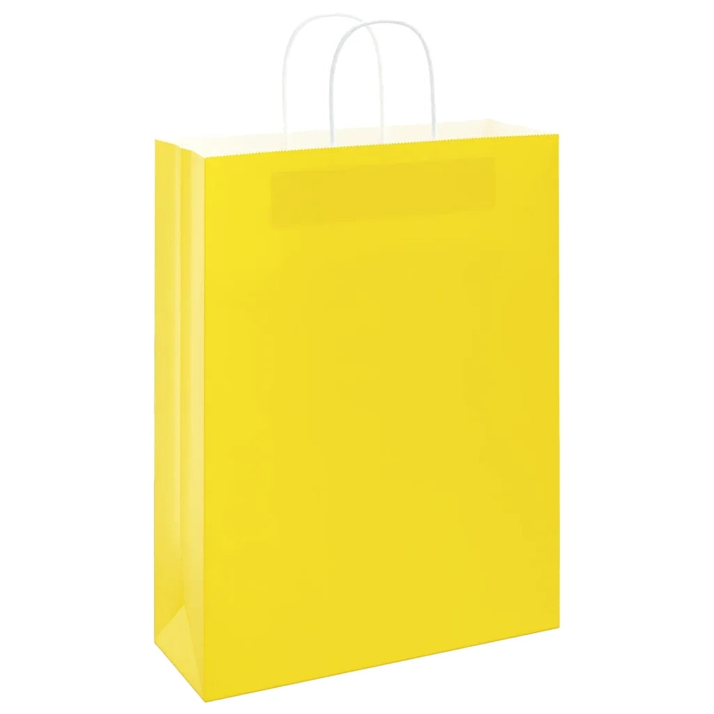 Sacchetti di Carta 250 pz con Manici Gialli 32x12x42 cm 4101788