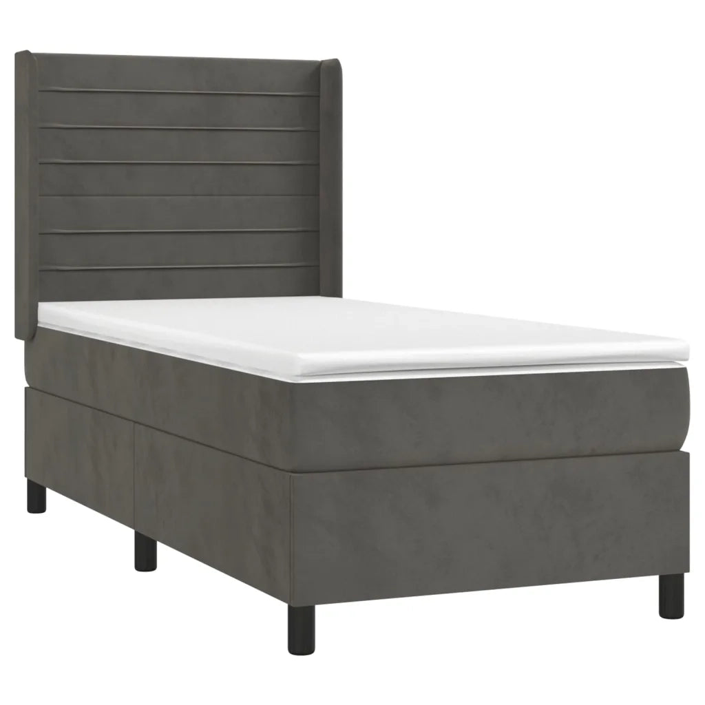 Giroletto a Molle con Materasso-Struttura Letto Grigio Scuro 80x200 cm Velluto 759424