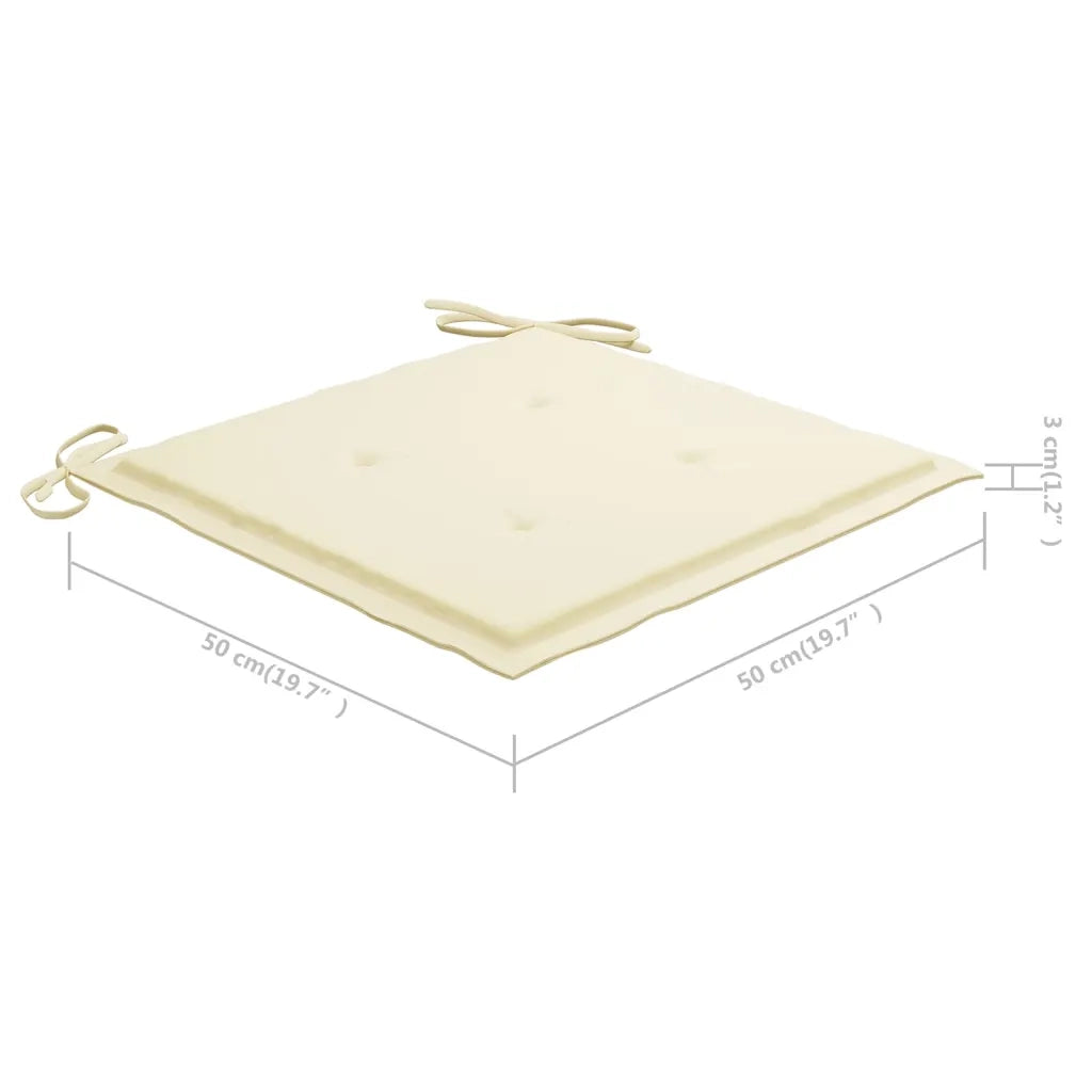 Sedie da Giardino 2 pz con Cuscini Crema in Massello di Teak 3062732