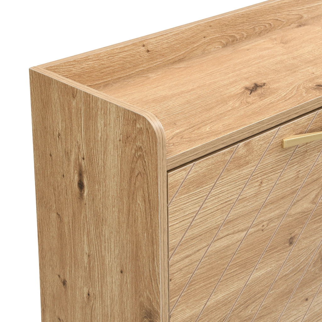 Scarpiera a Ribalta con 4 Ante e Piedini in Metallo; Stile Moderno; Ingresso; in MDF; Effetto Legno; 108;5×24×100 cm