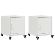 Set di 2 Comodini | Armadio da Notte | Mobiletto da notte Bianchi 36x39x43,5 cm in Acciaio