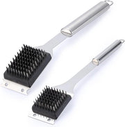 Set di 2 Pennelli per Grill e Spazzolino - 165 cm e 14 cm - Pennello per Grill in Acciaio Inox - Accessori per Grill Outdoor - Pennello per Pulizia Grill - Pulitore Grill Sicuro - Pennello per Grill per Uomo