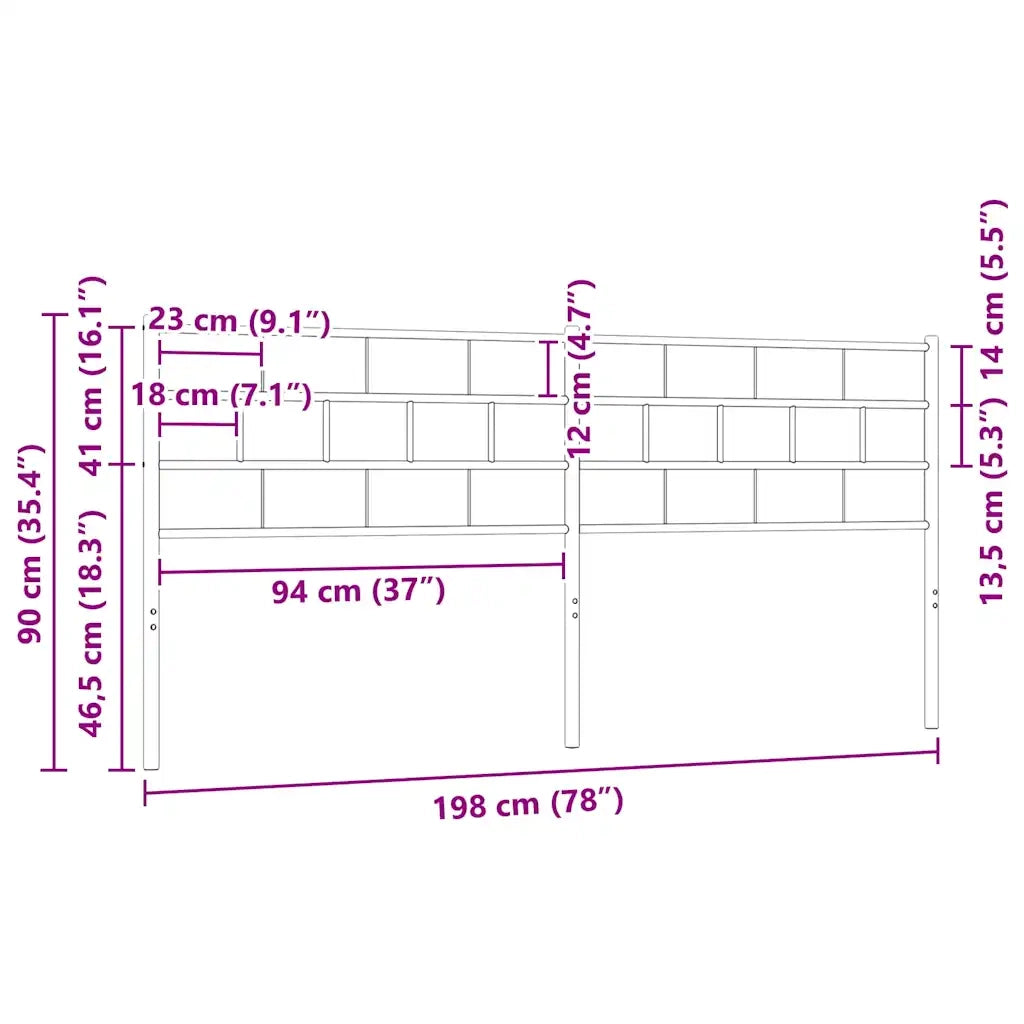 Testiera in Metallo-Testiera in Ferro-Testata Nero 193 cm 977138