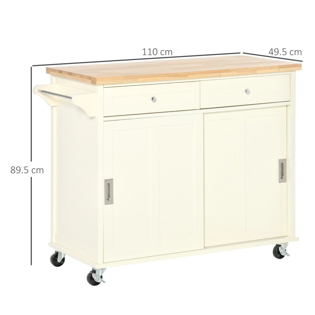 Isola Cucina con Cassetti e Armadietto ¨C Zephmum ¨C Bianco 110x49.5x89.5 cm