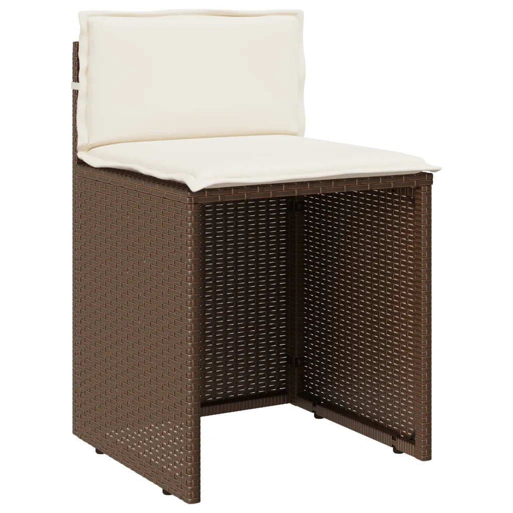 Set Bistr¨° 3 pz | Set Salotto da Giardino con Cuscini Marrone in Polyrattan