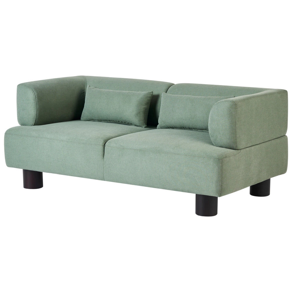 Divano a 2 posti Rivestimento in tessuto verde chiaro con gambe in legno e braccioli lineari Materiale idrorepellente Stile moderno Soggiorno