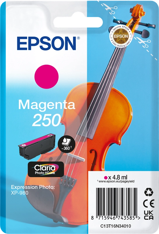 Epson 250 Violin Claria Photo HD cartuccia d'inchiostro 1 pz Originale Magenta