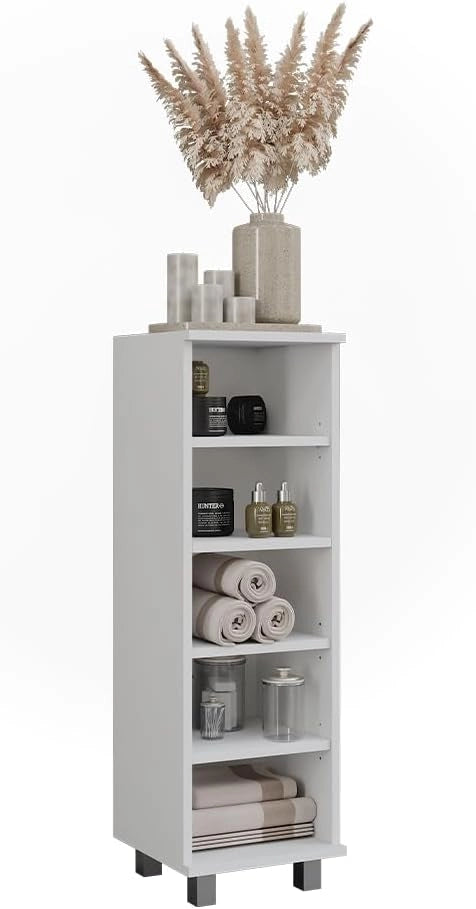 Mobiletto midi Ilias, Bianco, 30.2 x 95 cm con 5 scomparti aperti, con vani a giorno per una conservazione ordinata