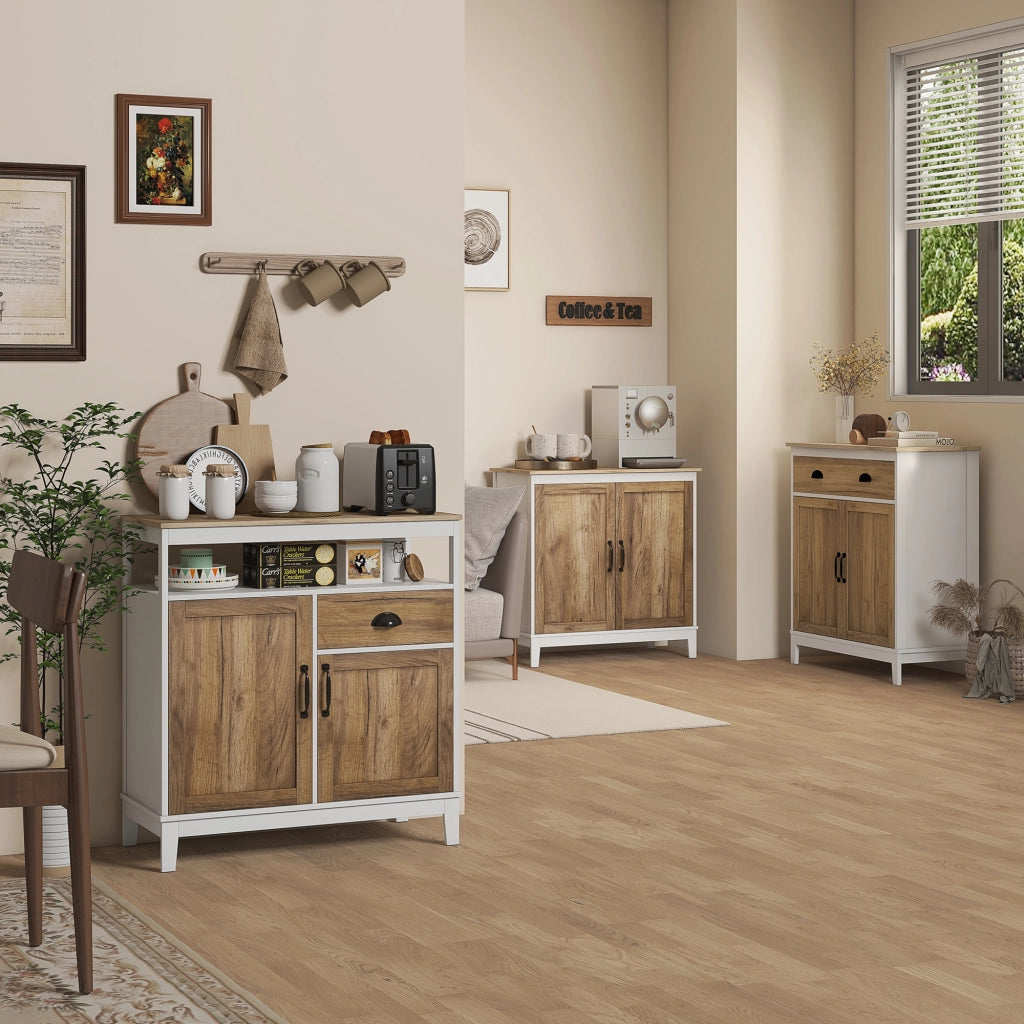 Cassettiera Rustica con Ante e Cassetto ¨C Zephmum ¨C Bianco 78.5x39x89.4cm