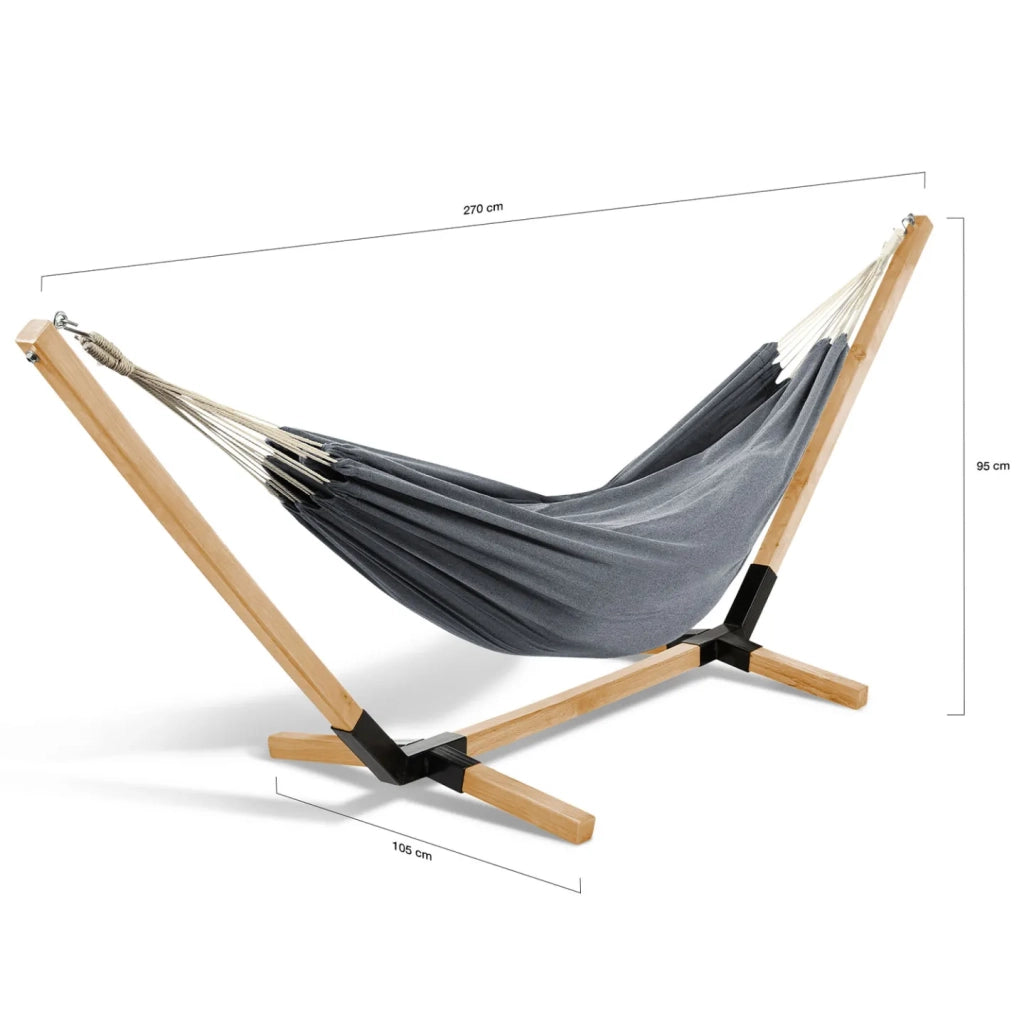 IDMarket - Amaca con supporto in legno e tela grigio antracite TAHITI