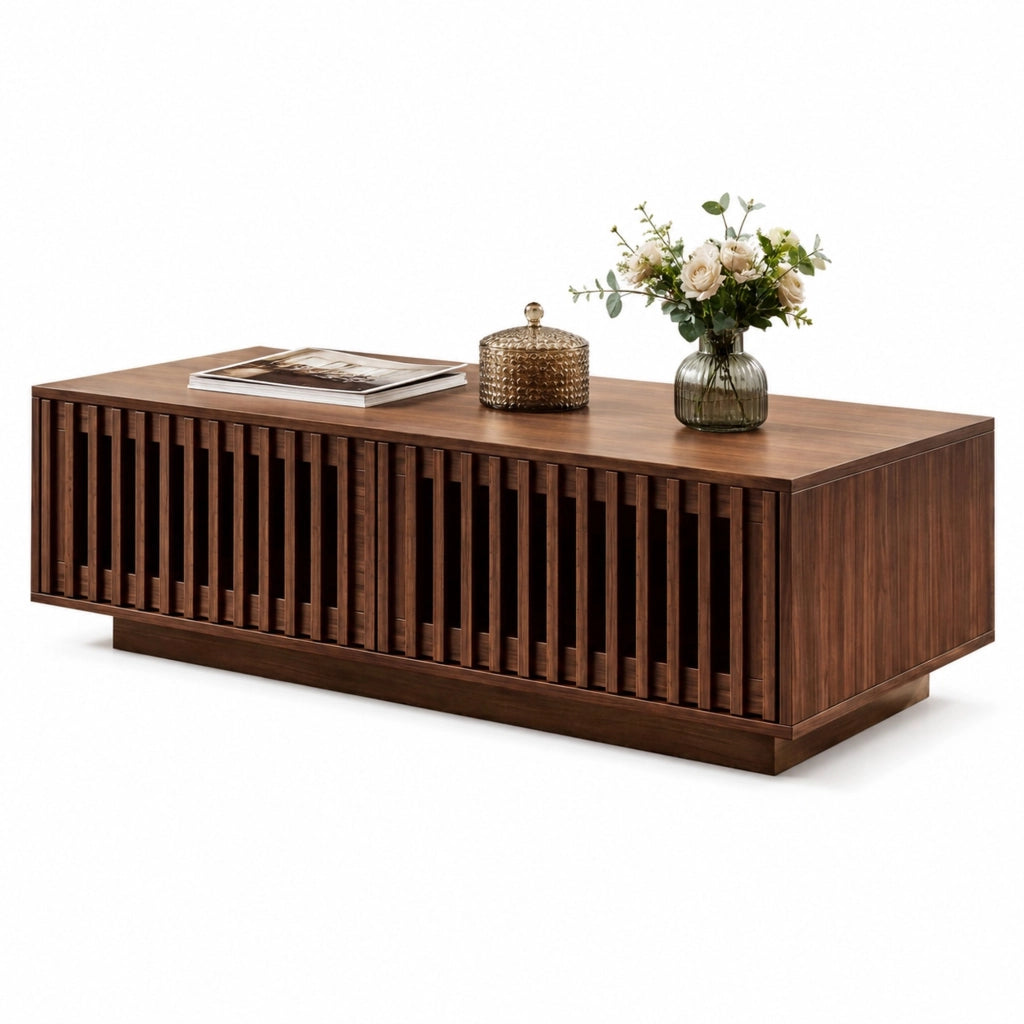 Tavolino da caffè con 2 ante e 2 vani - per soggiorno - in MDF e truciolare - 100×50×35 cm