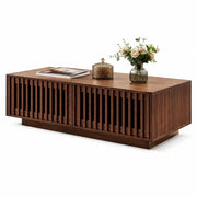 Tavolino da caffè con 2 ante e 2 vani - per soggiorno - in MDF e truciolare - 100×50×35 cm