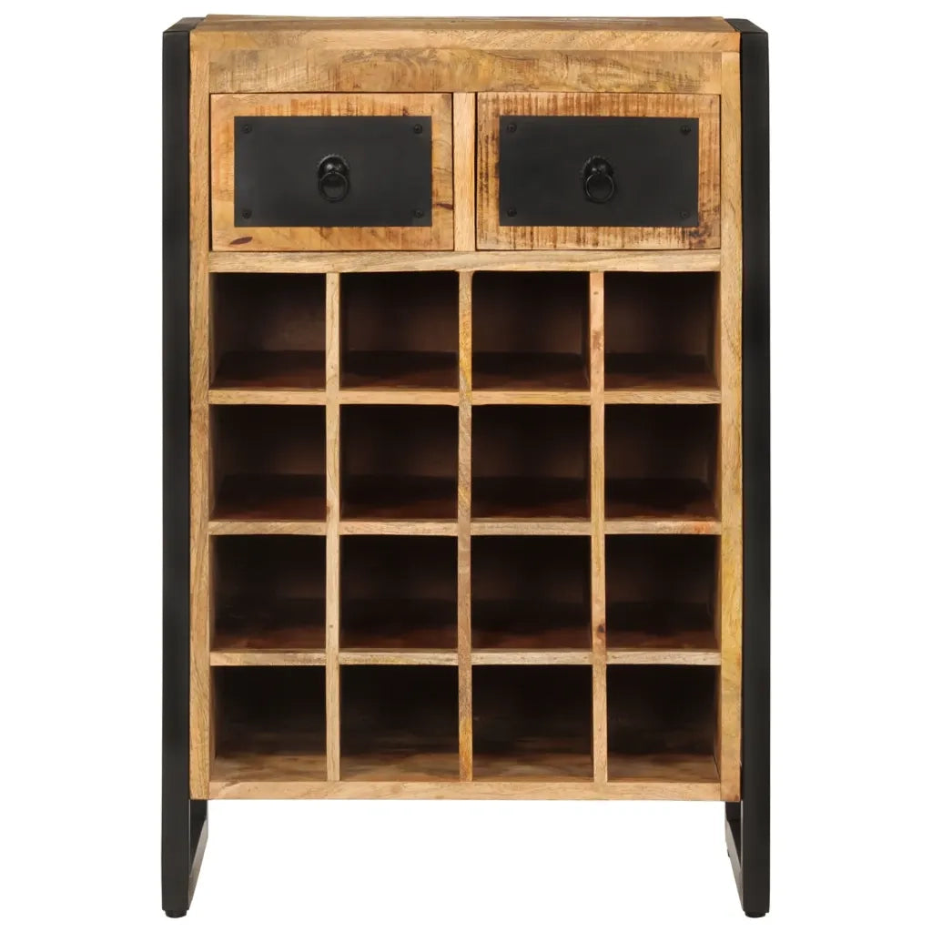 Portabottiglie per 16 Bottiglie in Legno Massello di Mango 338464