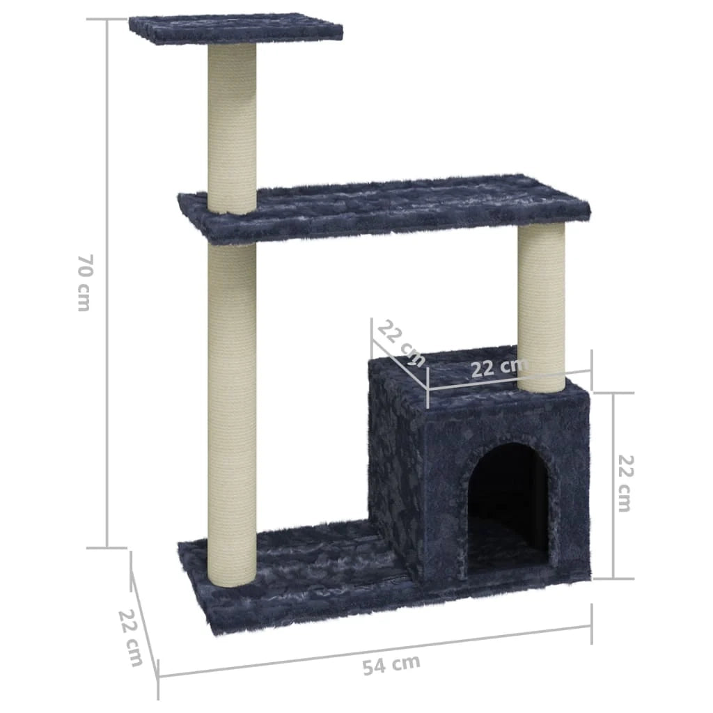 Tiragraffi per gatti torre per arrampicata giocattolo piattaforma per arrampicata con tiragraffi in sisal scuro 70 cm grigio 02_0022701