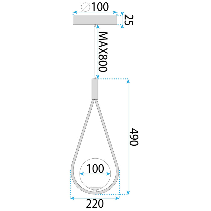 Lampada A Sospensione A Sfera In Vetro G111-1w Nero E27