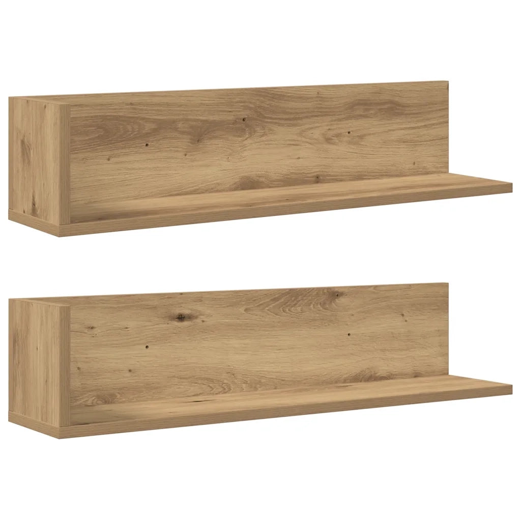 2 pz Mensole da Parete | Scaffali a Parete | Ripiano a parete Artigianale 75x16,5x16,5cm in Truciolato