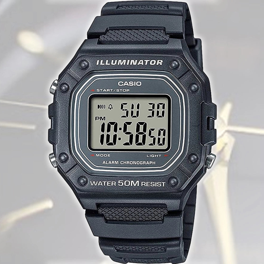 Trade Shop - Orologio Polso Casio Classico Unisexw-218h-1advf Cinturino In Gomma Nero Crono -