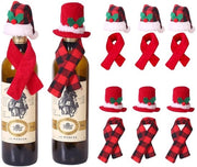 Decorazioni per bottiglie di vino 12 pezzi - Keramica - Mini Santa - Copricapo e sciarpa - Flanella - Sostenibile - Adatto per bottiglie di vino - Decorazione per bottiglie di vino