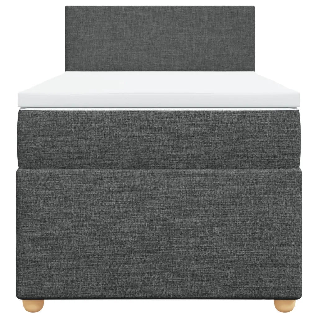 Letto a Molle con Materasso Grigio Scuro Singolo in Tessuto