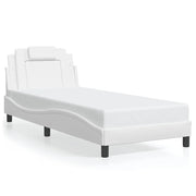 Letto singolo | Letto per adulti | Giroletto Viana senza Materasso Bianco 90x200 cm in Similpelle