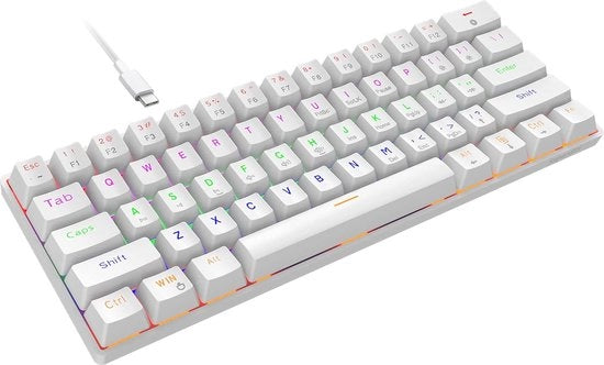 Tastiera da gaming compatta con illuminazione RGB – 60% formato, 61 tasti, progettazione ergonomico