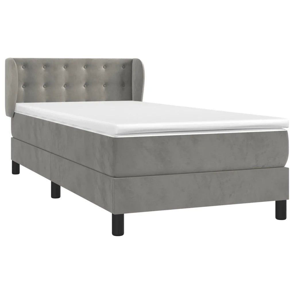 Giroletto a Molle con Materasso Grigio Chiaro 80x200 cm Velluto 3127697