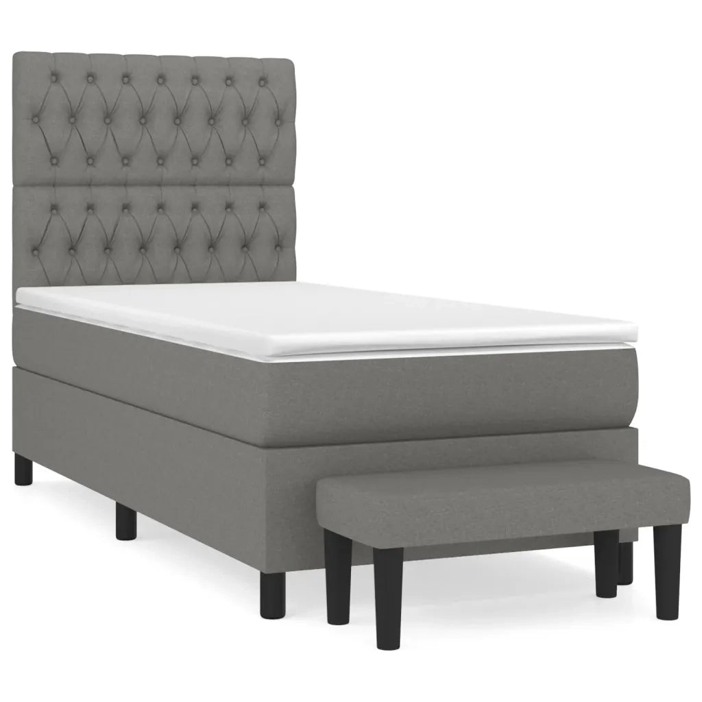 Giroletto a Molle con Materasso Grigio Scuro 100x200 cm Tessuto 3136814