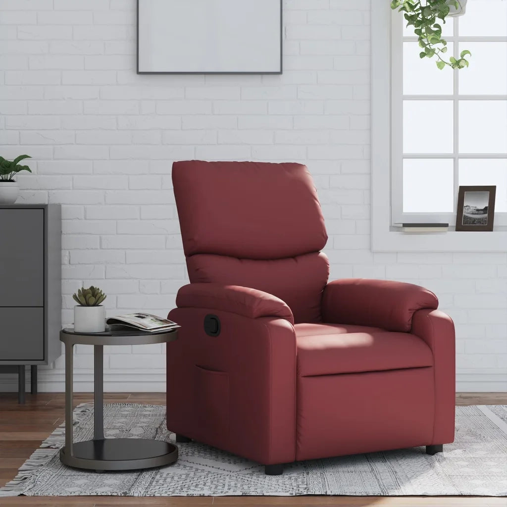 Poltrona | Sedia Relax Reclinabile Rosso Vino in Similpelle