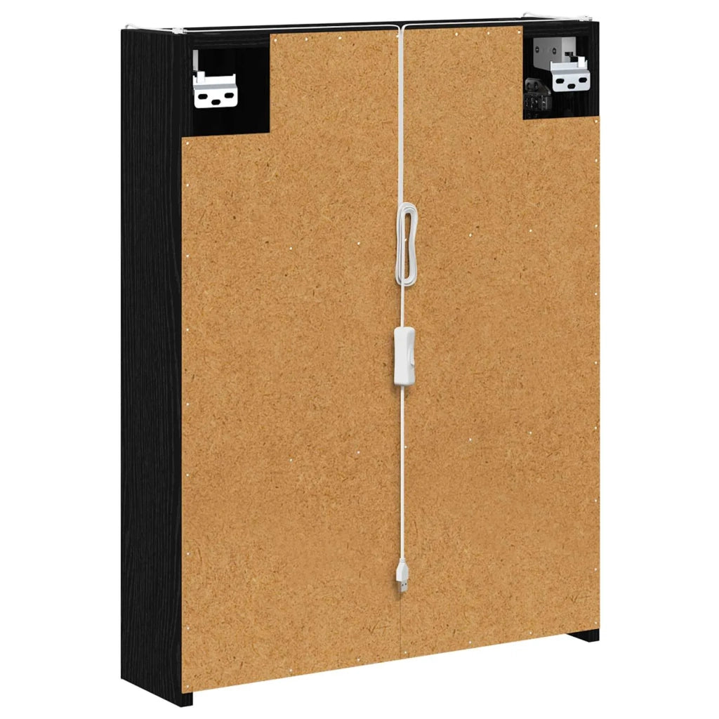 Mobiletto per specchio da bagno Rovere Nero 53,5 x 15,5 x 70 cm