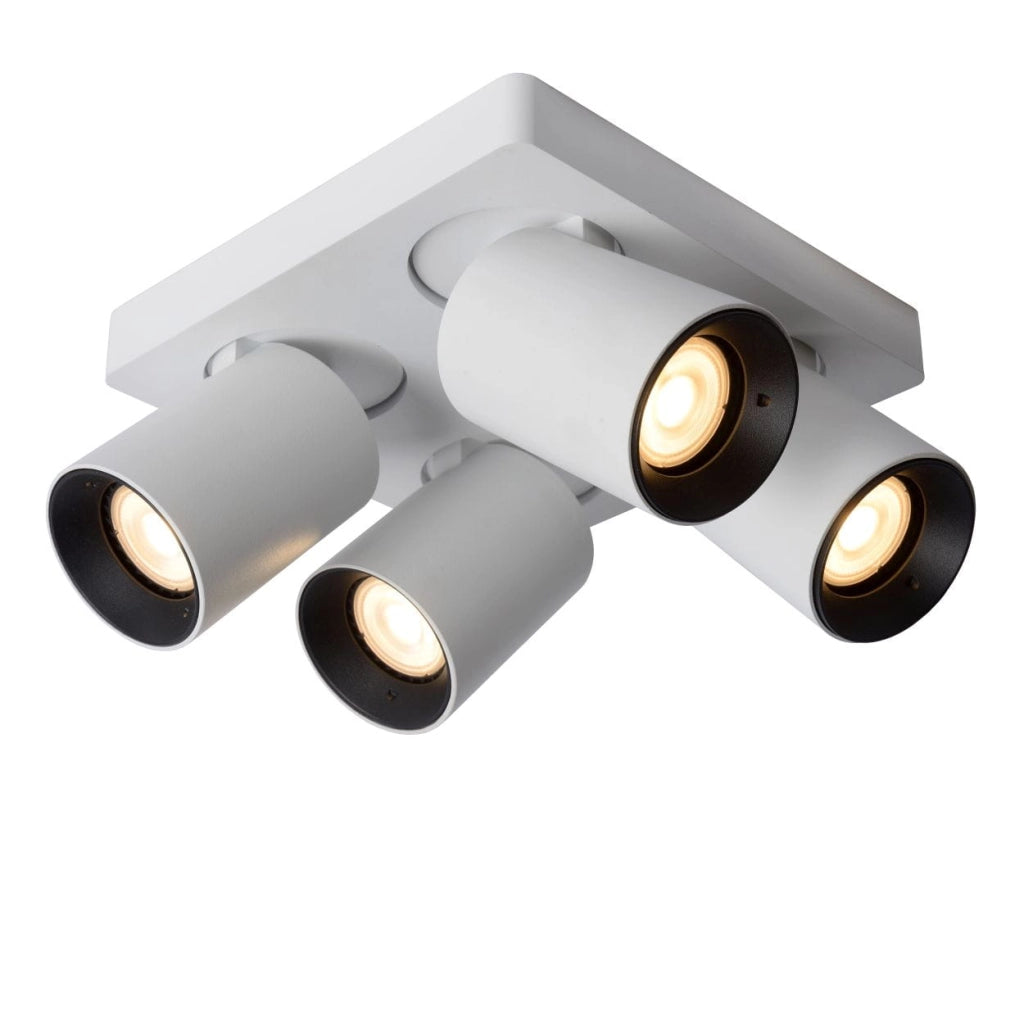 Lucide Nigel plafoniera 4xGU10 2200K bianca alluminio