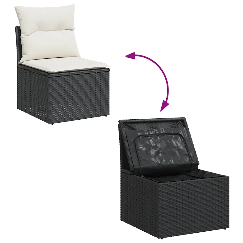 Set Divani da Giardino con Cuscini 7pz Nero Polyrattan 3326327