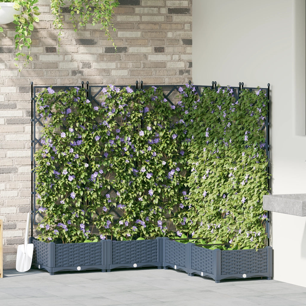 Vaso da Giardino con Trellis 5 pz Grigio 120x120x125.5 cm