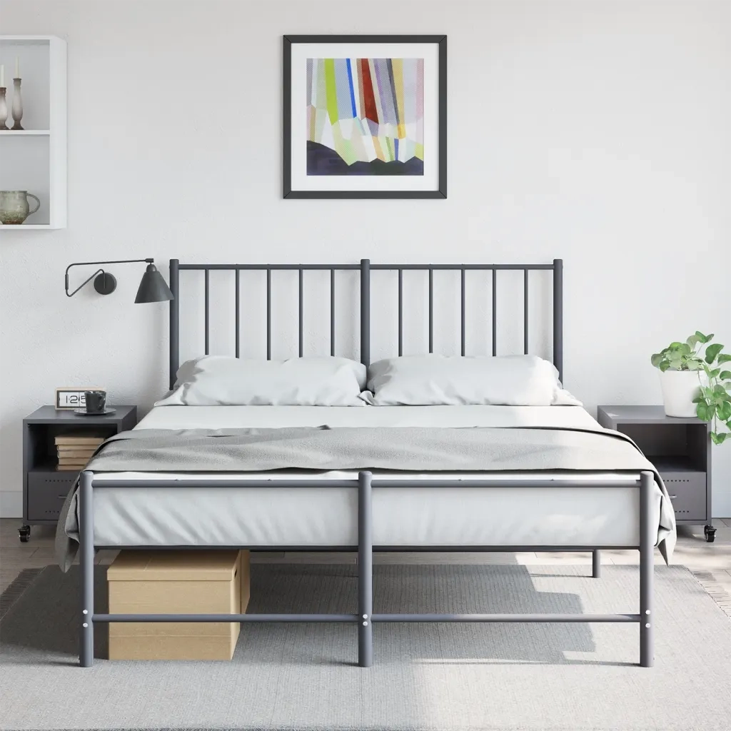 Set di 2 Comodini | Armadio da Notte | Mobiletto da notte Antracite 36x39x43,5 cm in Acciaio
