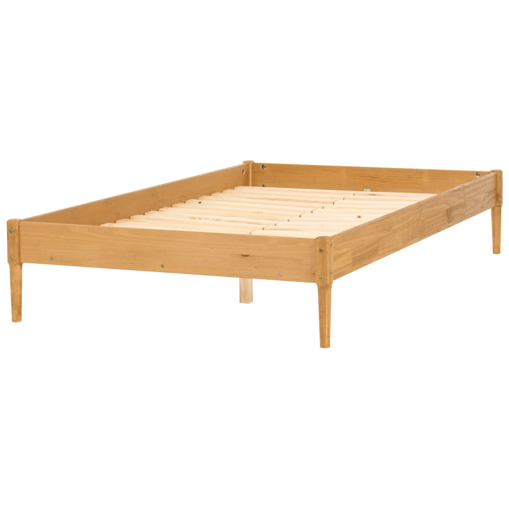 Letto matrimoniale in legno con rete a doghe in pino, senza testiera 120 x 200 cm marrone chiaro stile scandinavo naturale