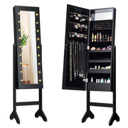 Mobile portagioielli indipendente con specchio e 18 LED 35 x 31,5 x 145 cm pratico e moderno in MDF nero 20_0010379