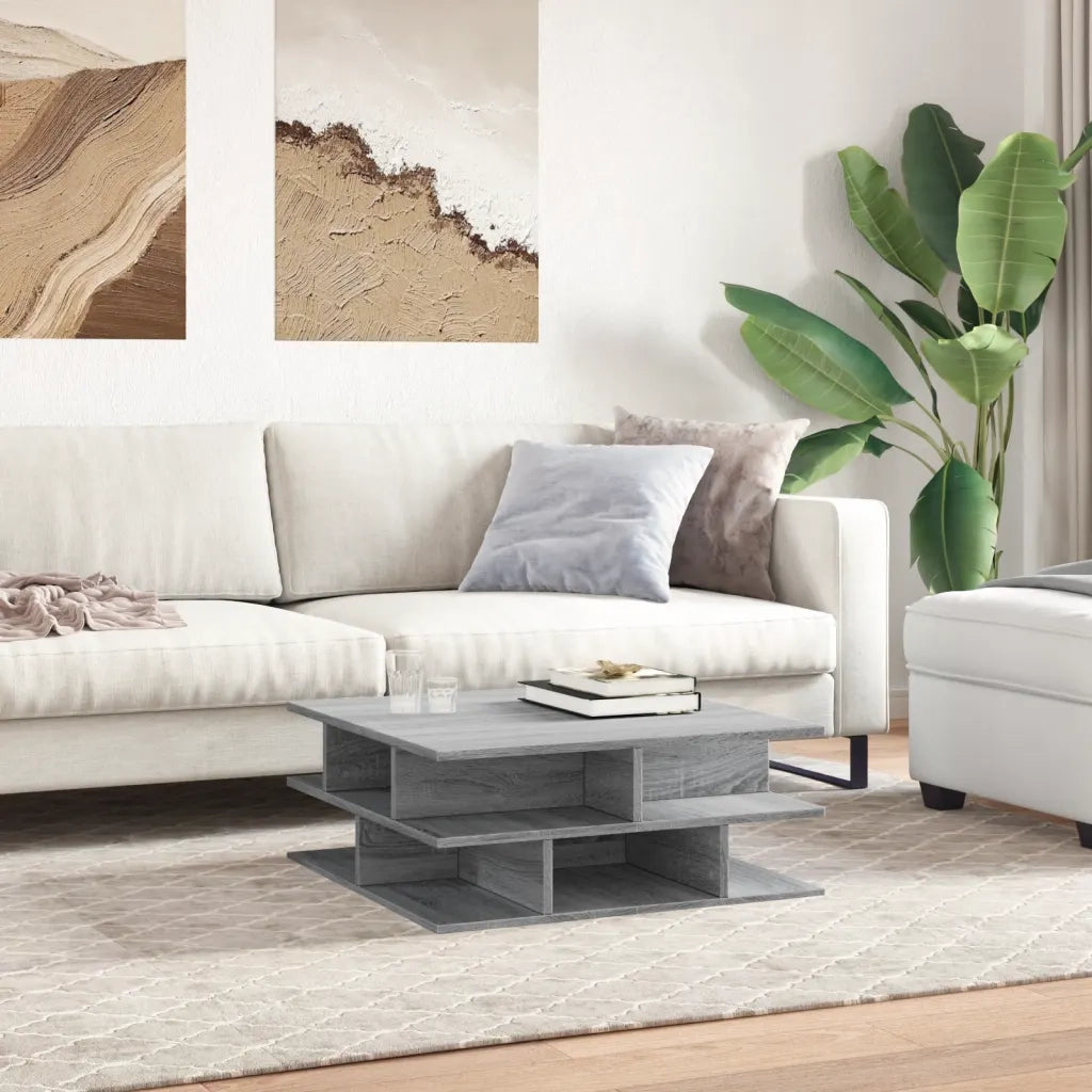 Tavolino da Salotto-Tavolino da soggiorno-Tavolo Grigio Sonoma 70x70x29 cm Legno Multistrato