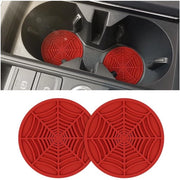 Accessori per auto - Ombrello per bicchiere universale - Antiscivolo - Rosso - Disegno a spirale geometrico - 2 pezzi - Comodo e pratico